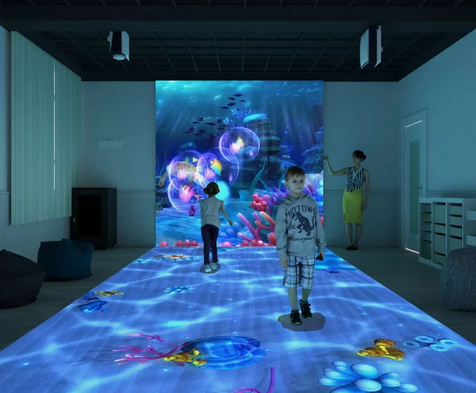 Large screen high precision interactive floor projection system ...
