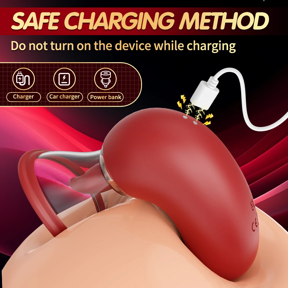 Tongue Licking Vacuum Sucking Vibrator Women Clit Sucker Nipples Breast Massager Removable Cup Female Masturbation Sex Toy