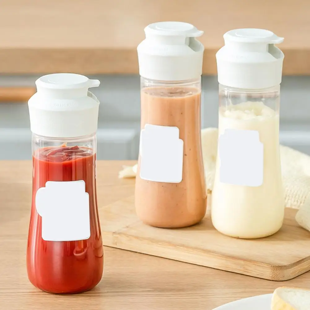 Thumb Push Lid Sauce Bottle Durable Sauce Dispenser Versatile Plastic Squeeze Bottles for Home Kitchen Easy-open Lid for Sauces