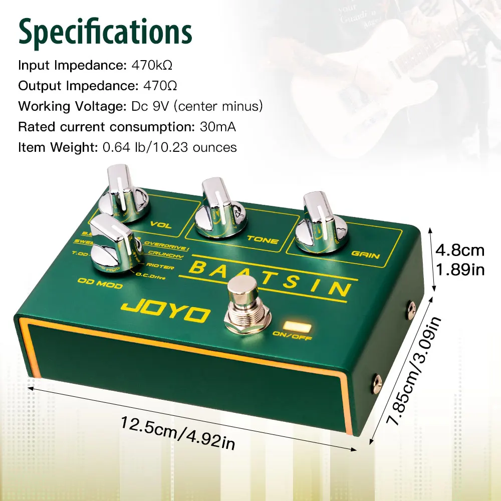 R-11 BAATSIN 8 in 1 Overdrive & Distortion Pedal Classic Overdrive/Distortion So