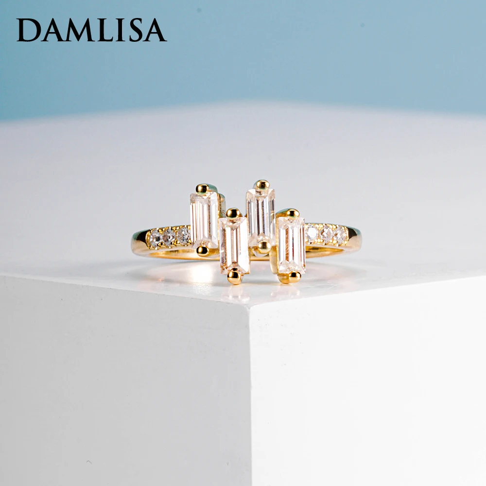 Damlisa 3X5Mm 1Cttw Anello Moissanite Per Le Donne 14K Colore Oro Giallo Taglio Smeraldo D/Vvs1 Anello Di Fidanzamento Gioielli All'Ingrosso