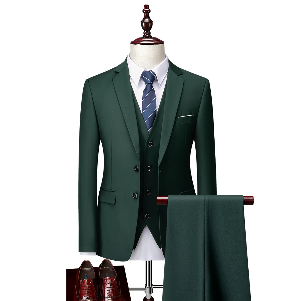 Men's Slim Fit Suits Blazer Jacket Vest Pant 3 Piece Set Wedding Groom Party Business Smart Casual Suit for Men Four Seasons