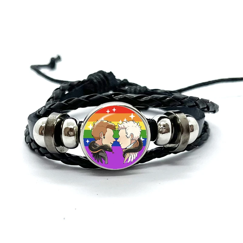 Good omens Leather Bracelets Angel Colourful contexts Funny Multilayer Braided Bracelets Bangles Handmade Jewelry Gifts 5
