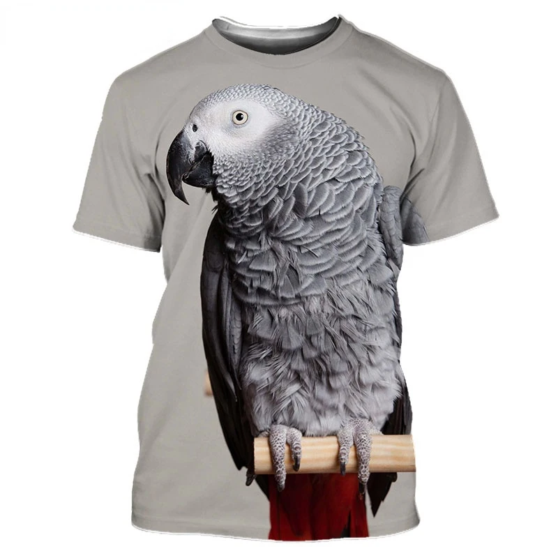 Grey Parrot 3D Print Oversized T Shirt for Men and Women