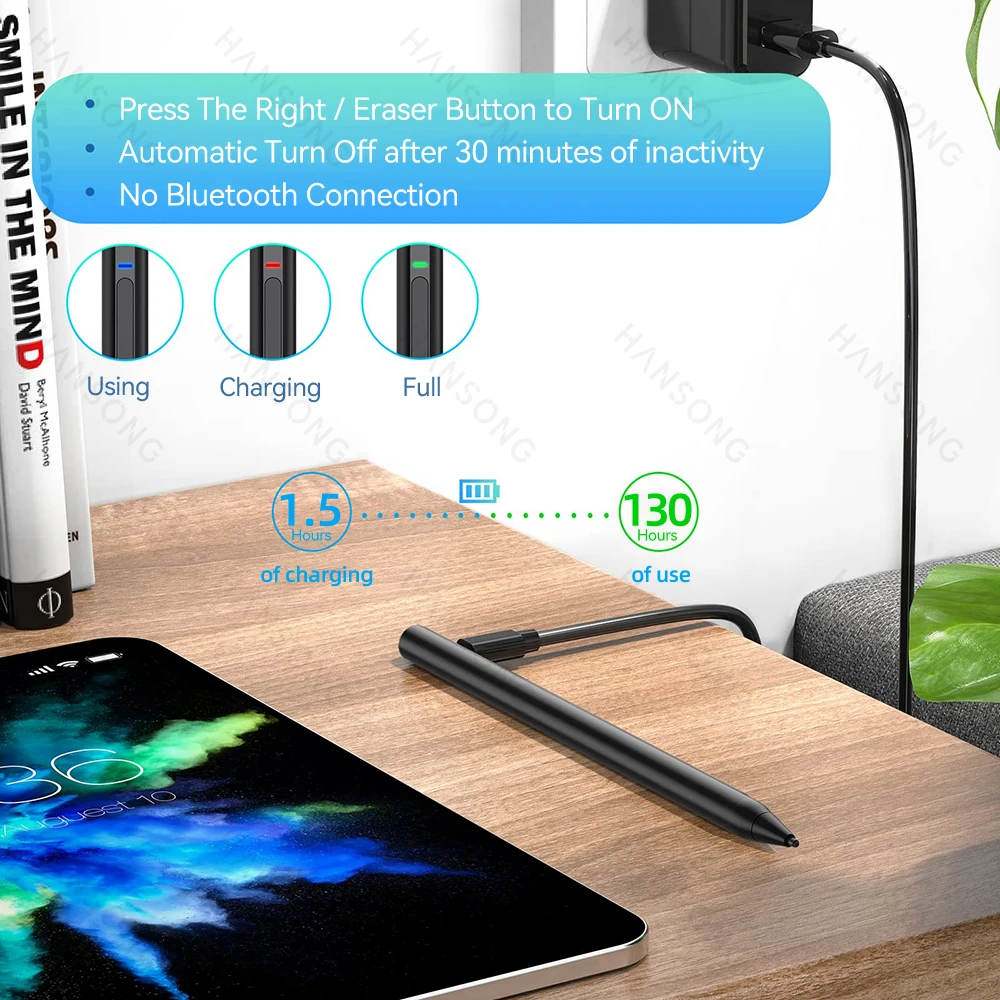 Palm Rejeição Stylus Pen para Microsoft Surface Surface Pro x Livro Laptop go para Mpp2.0 Protocol - Imagem 3
