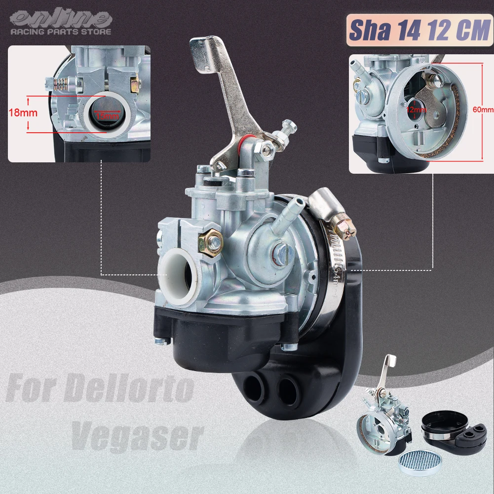 Carburatore Moto Per Dellorto Vegaser Sha14.12L Sha 14 12 Cm Motori Cm46 Cm Motori Cm 80 Cm90 Mofas Ciclomotore Monopattino