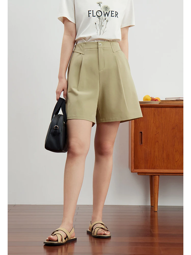 DUSHU French Office Lady Casual Fashion Shorts Summer 2023 New Style Versatile High Waist Short Pants For Women Black Loose