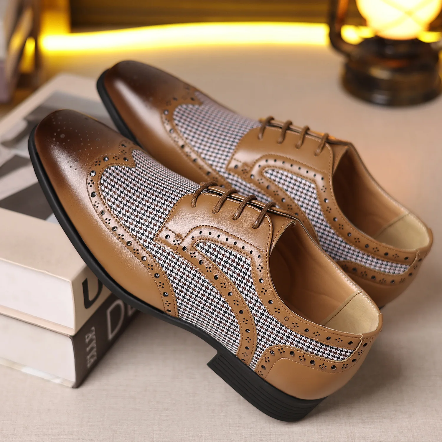 Handmade Oxfords Shoes for Men PU Leather Brogue Dress Shoes Men's Classic Business Formal Desinger Male Derby Shoe