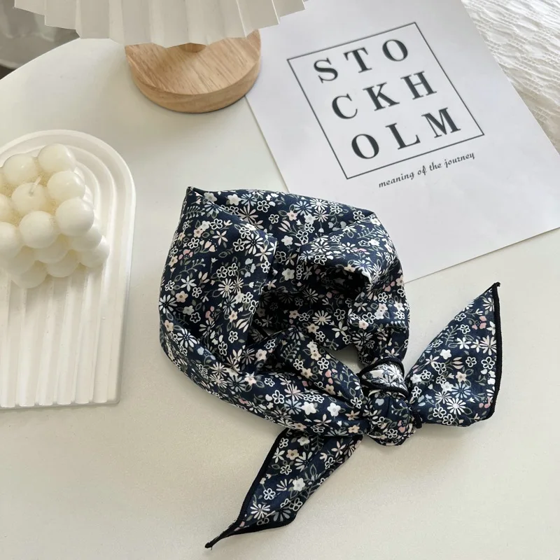 2025 Professional  Protection Artistic Female Ornament Scarf Spring and Autumn Cotton Small Square Towel Headscarf Headband 2