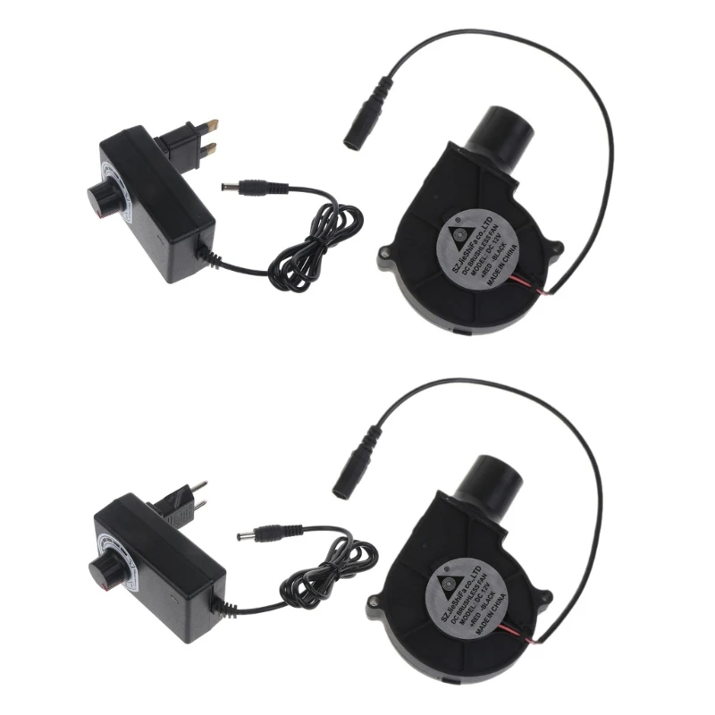 

UK/EU Plug Speed-regulating Blower 12V Grill Wood Stove Outdoor Portable with Small Air Collecting Duct Cooking Fan Dropship