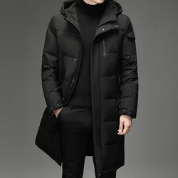 Puffer Jacket Mens Winter Duck Down Jacket Man Black Long Jacket Man Windbreaker Down Coat Hooded Parkas Mens Clothes Luxury