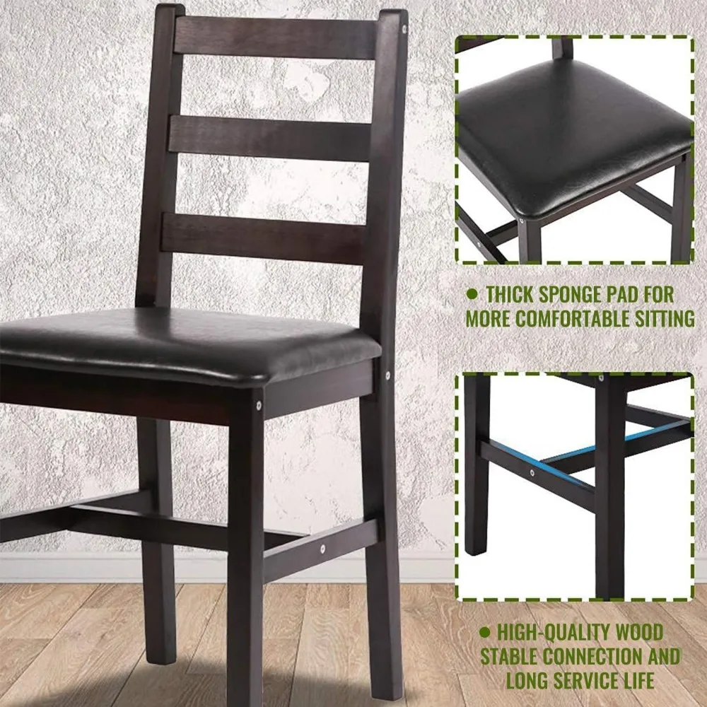 Kitchen Table and Chairs Dining Room Table Set,Wood Elegant Kitchen Sets for Small Space,Dark Brown 3