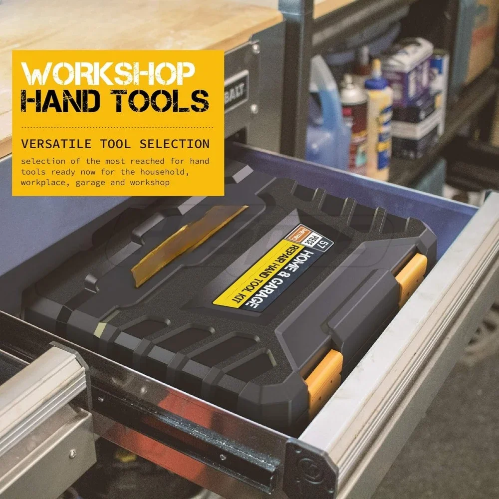 57pc Household Tool Kit - Home & Garage Mechanics Tools Set - The Complete Tool Box Set for Home Repair tools chest 4