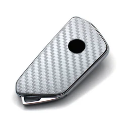 Carbon Fiber Car Key Shell Case - Premium Sticker Cover (White)