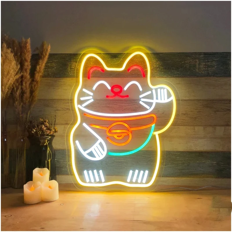 Anime Neon Wall Led Decoration Neon Light Sign Anime Wall Neon Light Lucky Cat Neon Bulbs