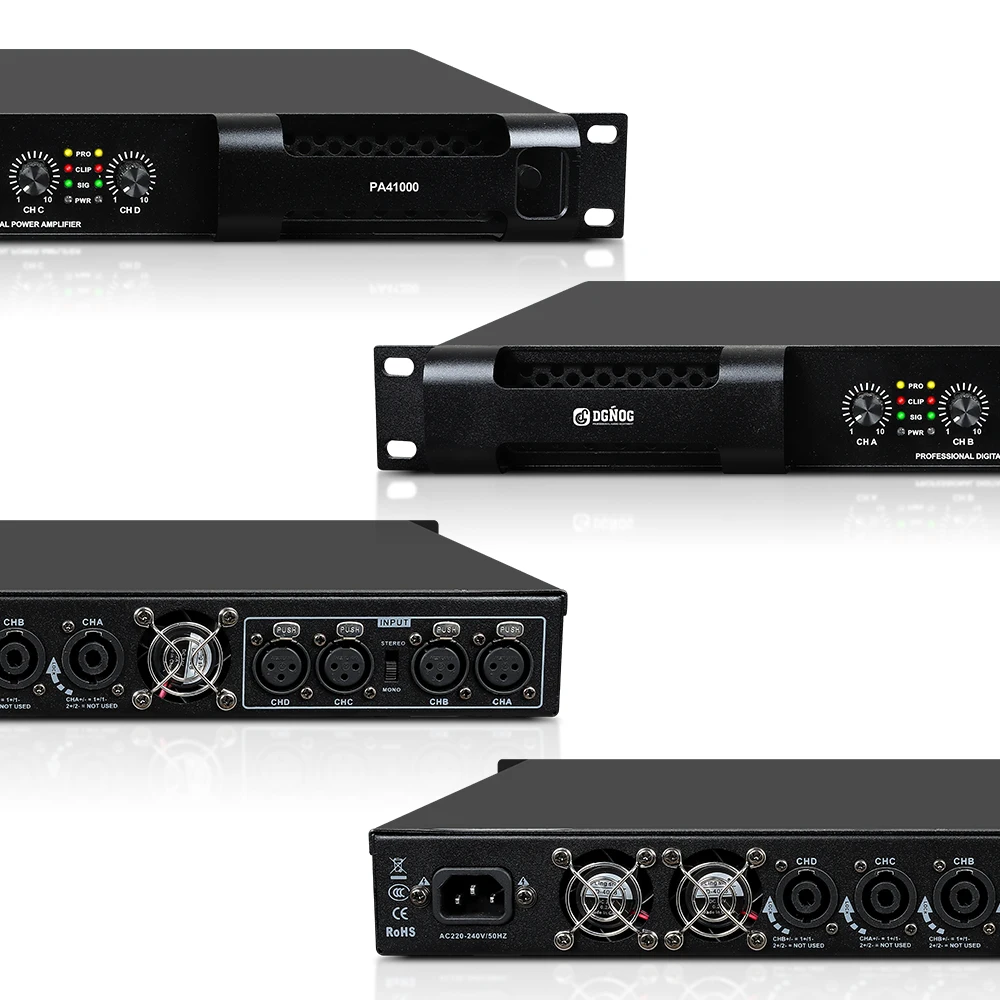 DGNOG PA41000 4옴 1300W*4 프로페셔널 4채널 디지털 앰프 1U DJ 오디오 디지털 앰프 스테이지 공연용 앰프