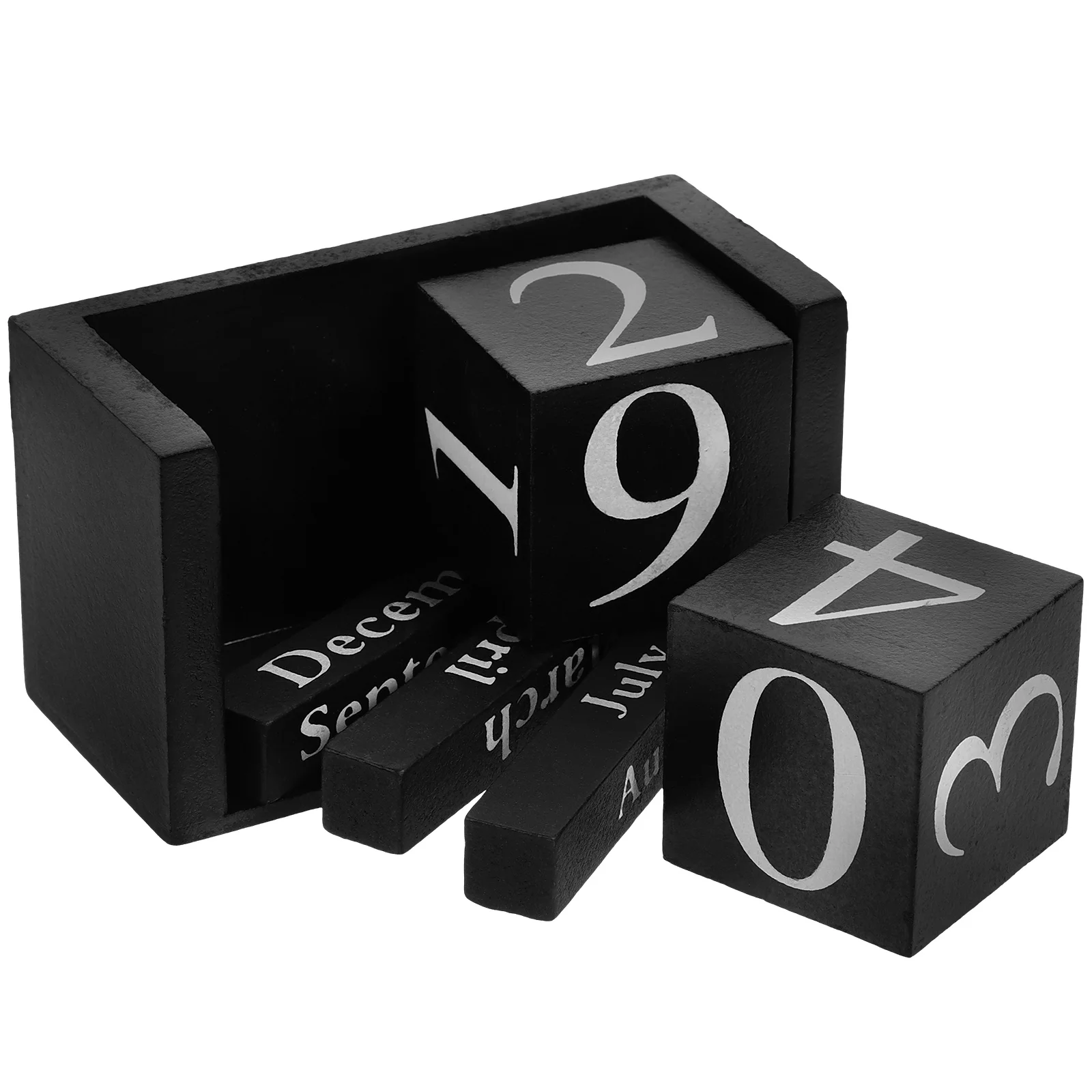 

Wooden Block Calendar Standing Daily Use Decorative Perpetual Blocks Elegant Retro Office