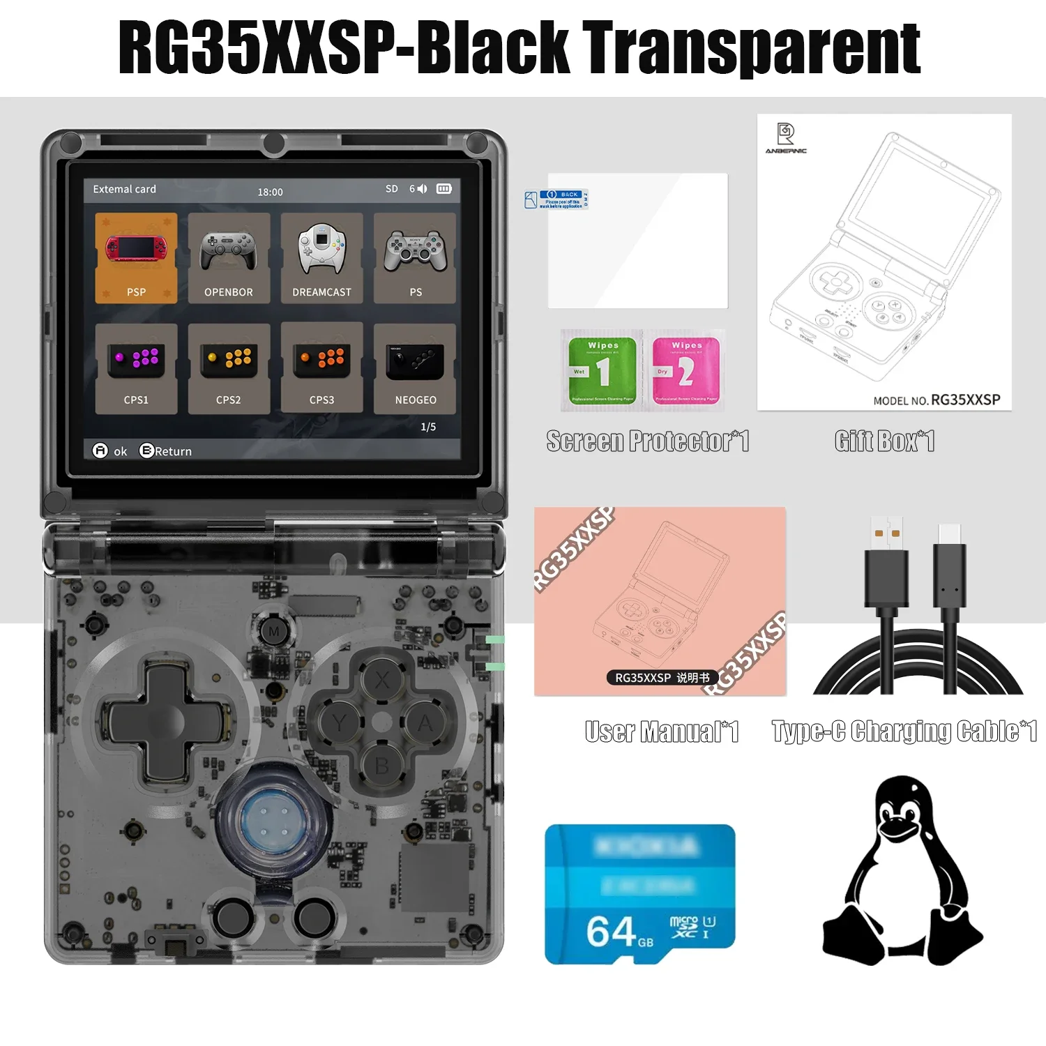 ANBERNIC RG35XXSP RG 35XXSP Fold Handheld Game Console Video