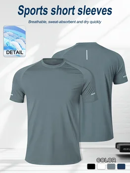T-shirt sportiva da uomo a maniche corte ad asciugatura rapida, tuta da allenamento per basket, top ampio per la corsa e il fitness