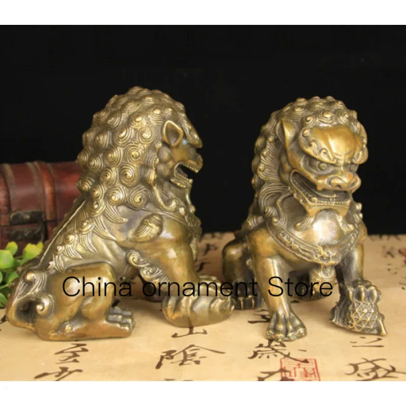 Porta In Bronzo Antico Feng Shui Guard Fu Fu Dog Lion Statue Lion Pair