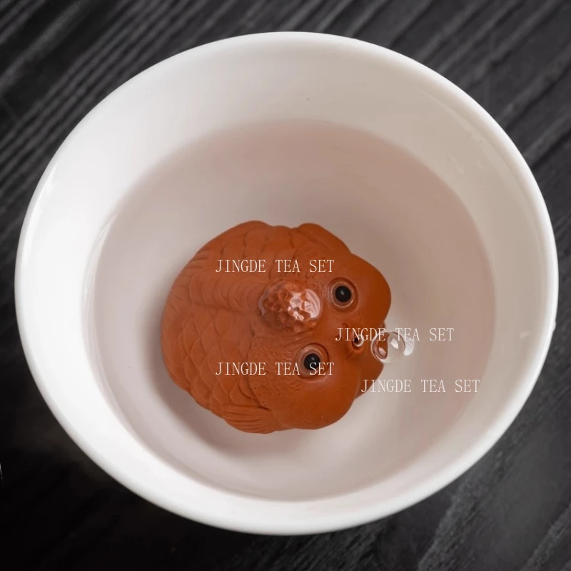 Purple Clay Red Mud Bubble Fish Tea Pet Can Raise Bubble Spitting Small Fish Tea Table Tea Playing Ornaments Teaset Accessories