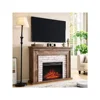 Flip Top Electric Fireplace with Mantel,Electric Fireplace Heater,TV Stand with Freestanding Electric Fireplace, Remote Control 1