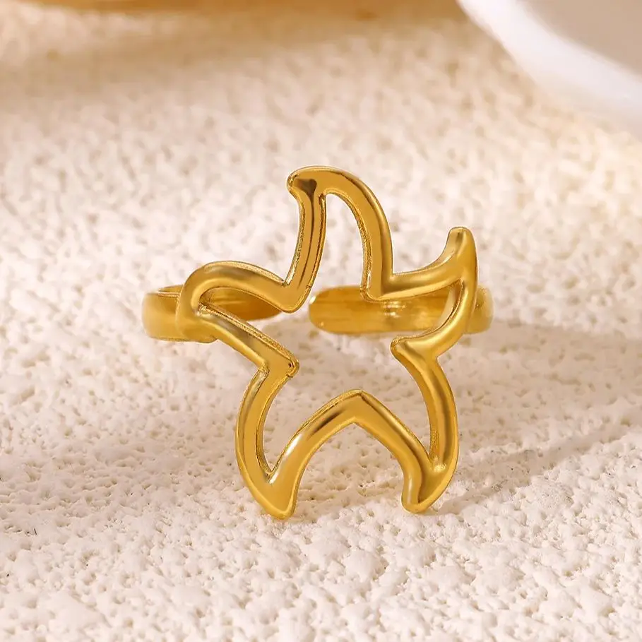 Minimalist Hollow Star Stainless Steel Ring