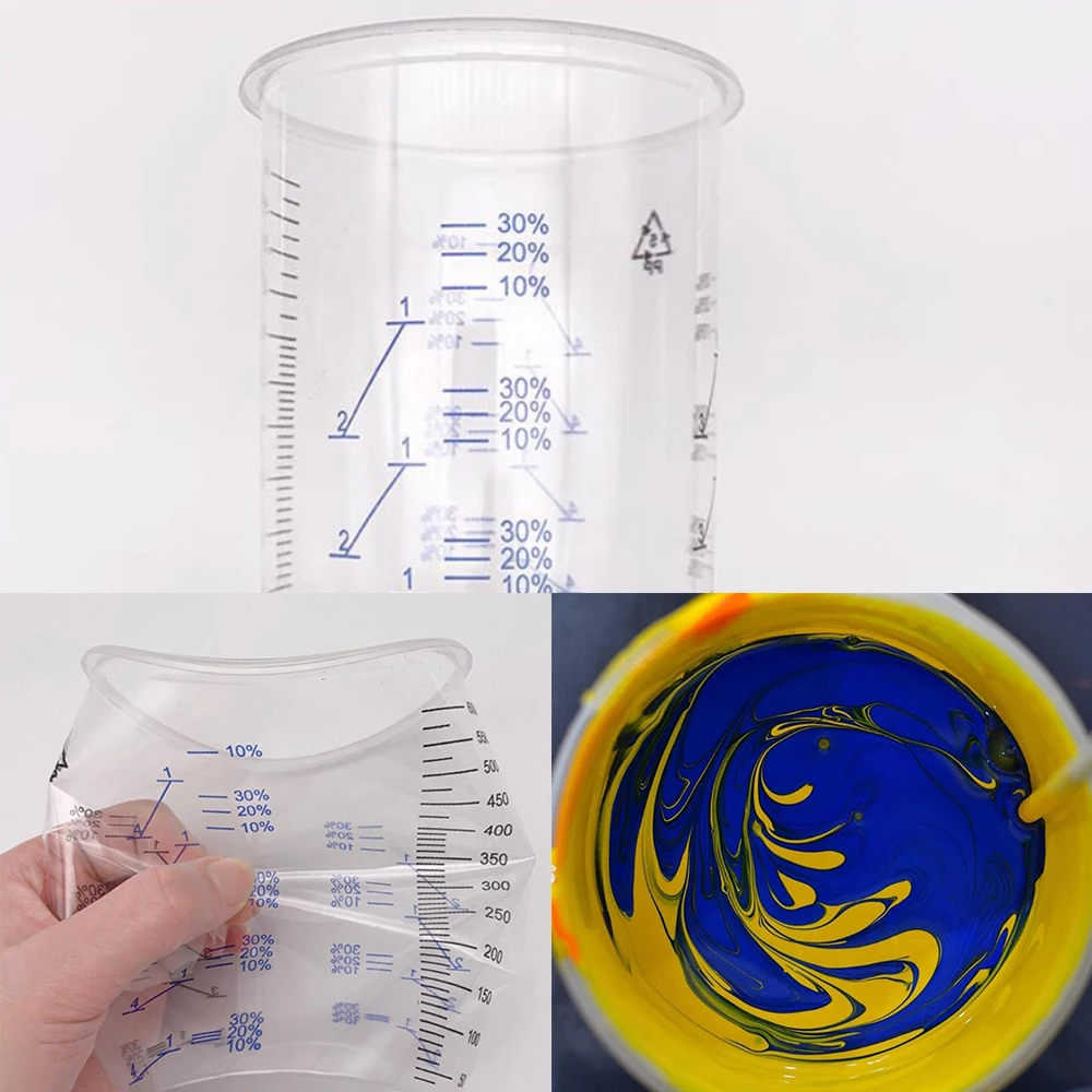 50pcs Disposable Clear Graduated Plastic Mixing Cups For Paint Uv Resin Epoxy 20 Oz 600ml Measuring Ratios Baking Measuring Cups