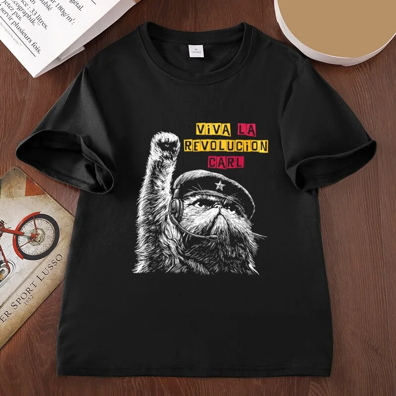 Viva La Revolucion Carl T-Shirt Lustiges Revolutionäres Katzen-T-Shirt für Männer und Frauen Dungeon Crawler Carl Fan T-Shirt Gamer Katzen-Grafik-T-Shirt