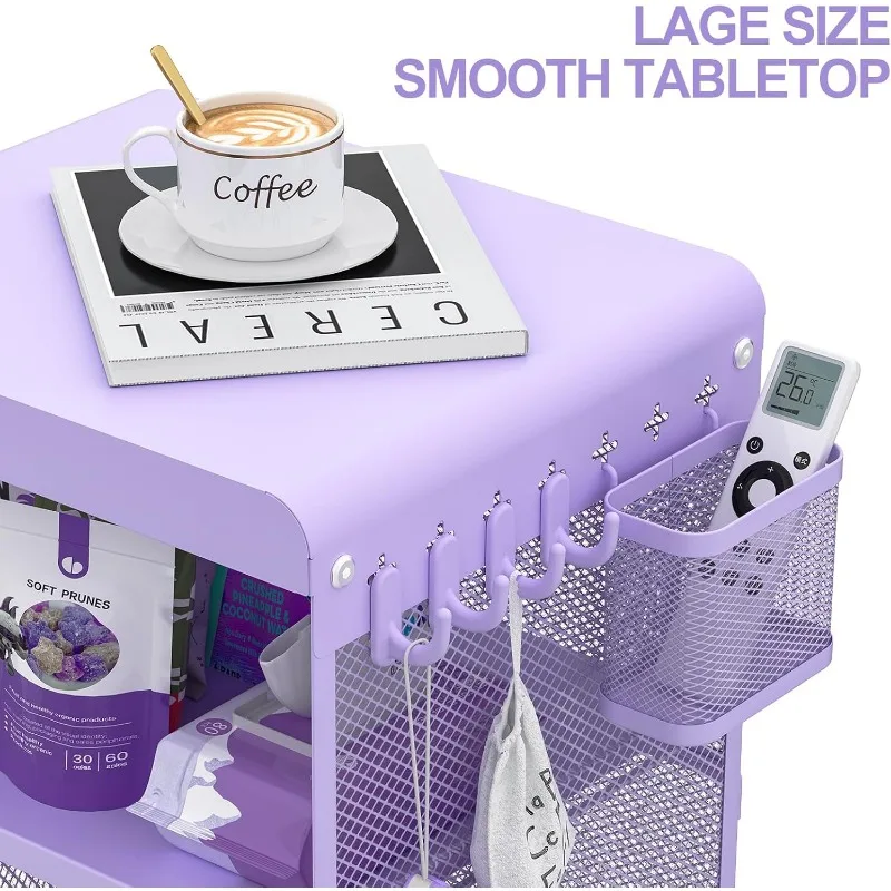 Night Stand,Cute End Table with Storage Drawer,Kids Nightstand for Bedroom Furniture,Bedside Table Small Purple 4