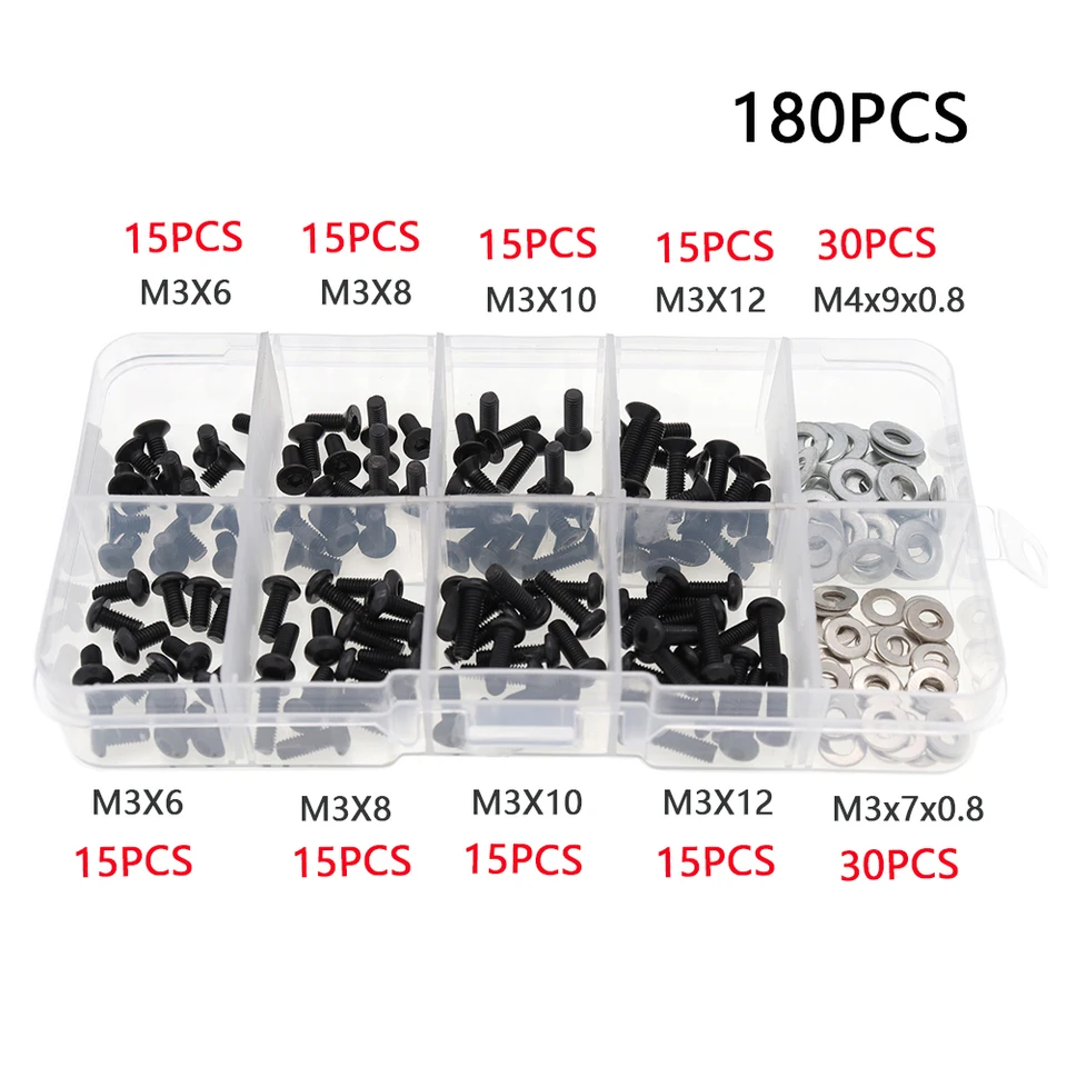 Baohd RC Voiture Vis Kit Assortiment Ensemble Boîte à Outils pour RC 1/18 Wltoys A949 Voiture Vis Boulons Écrouskits RC