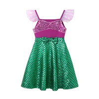Robe sirène raiponce pour filles, tenue décontractée, asymétrique épaule dénudée, manches courtes, Costume de princesse, gilet d'été décontracté 2