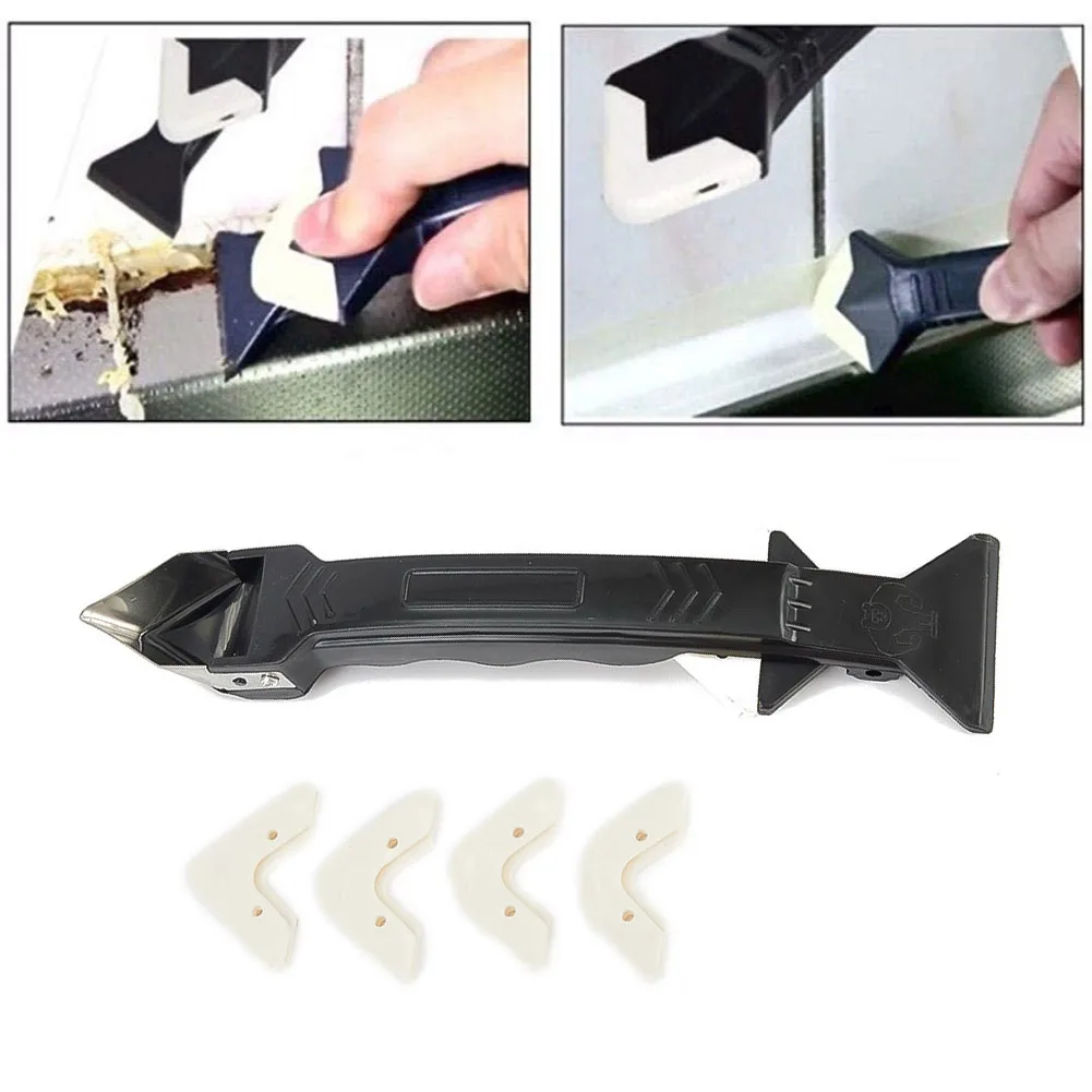 

3 In 1 Glue Scraper Caulking Mould Sealant Remover Gaps Cleaning Tool Kit With 5 Glue Head Home Wall Line Gluing Decor 13cm