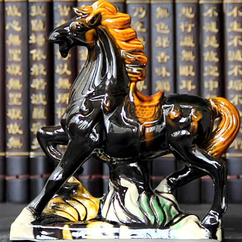 Ancient Blue Glazed War Horse Porcelain, Tang Sancai, Imitation Museum, Antique Horse Decoration