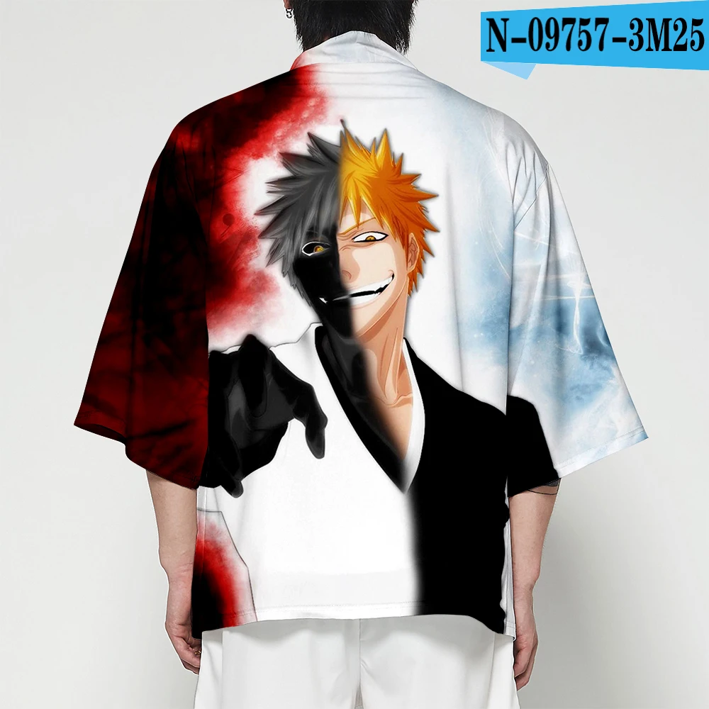 

BLEACH 3D Printing Japanese Kimono Haori Yukata Cosplay Women/Mens Fashion Summer Casual Cool Short Sleeve boy/girls Cardigan