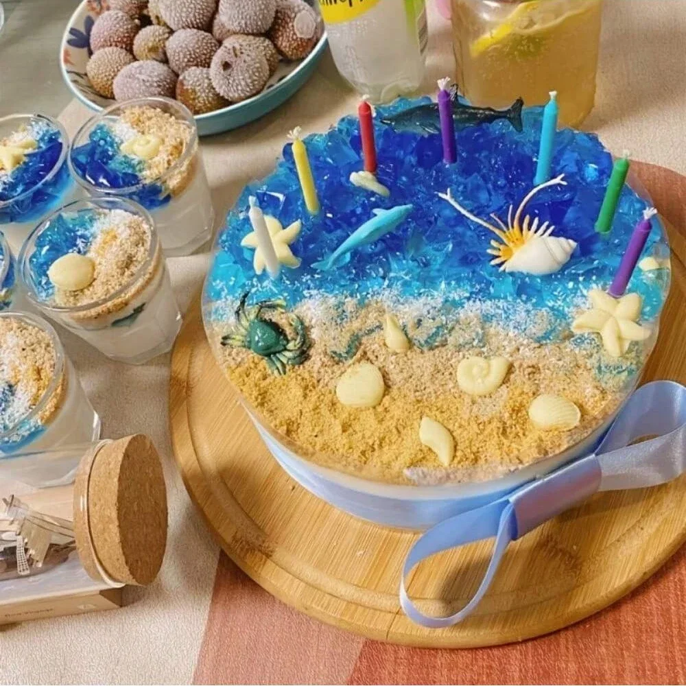 1PC 3D Ocean Themed  Silicone Fondant DIY Cake Decorating Seashell Starfish Coral Cupcake Baking Mold Chocolate Baking Tool Set