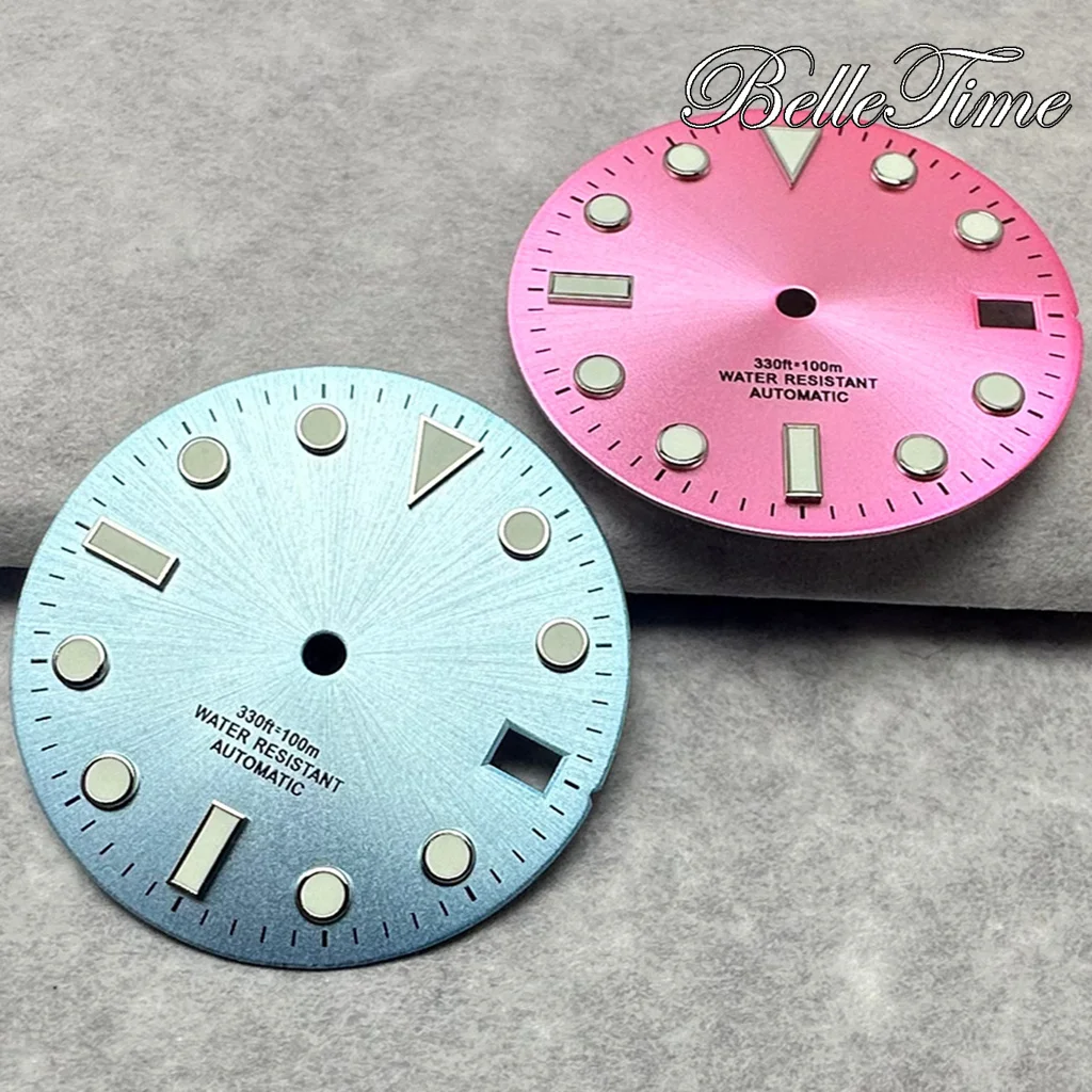 Silver/Gold/Black/Blue/Grey Luminous Date Window Watch Dial, 28.5mm,