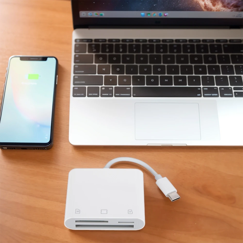 3-in-1 Type-C To SD/TF/CF Memory Card Adapter SD Card Reader Memory Reader for iPad iPhone 15 MacBook and More USB-C Device
