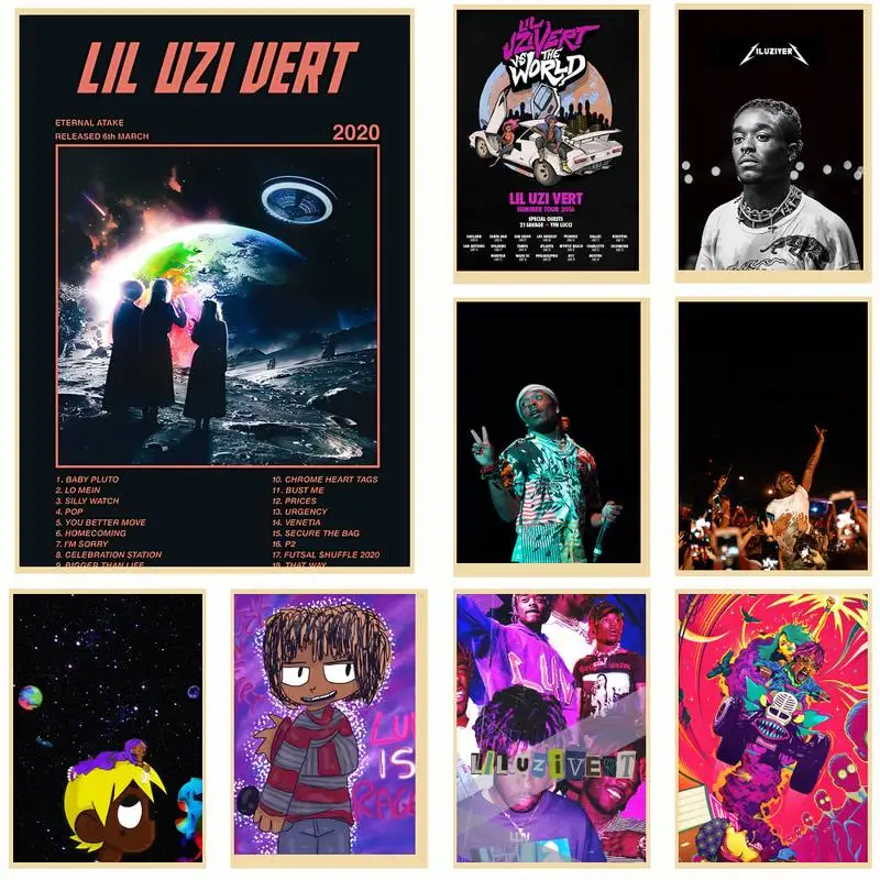 Постер Singer Rapper L-Lil-Uzi-Green в стиле ретро художественный настенный стикер для дома