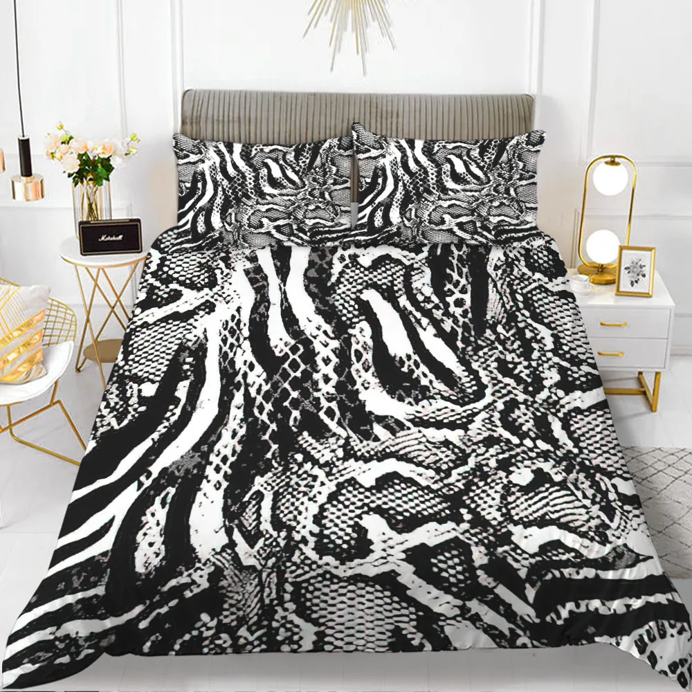 Zebra Print Duvet Cover Set King Polyester Red Black Stripes Bedding Set Wild Animal Zebra Wildlife Skin Quilt Cover for Girls