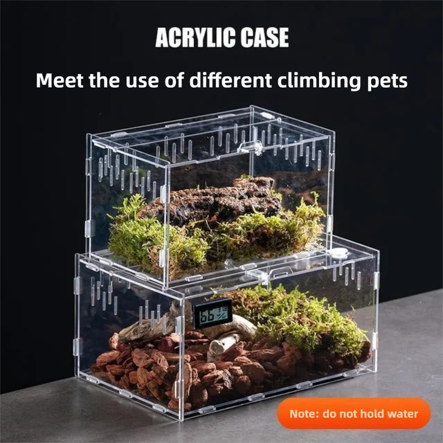 Durable Acrylic Reptile Habitat Clear Multiple Size Lizard Breeding Box Arboreal Anti-Escape Small Pet Cage for Chameleon 5