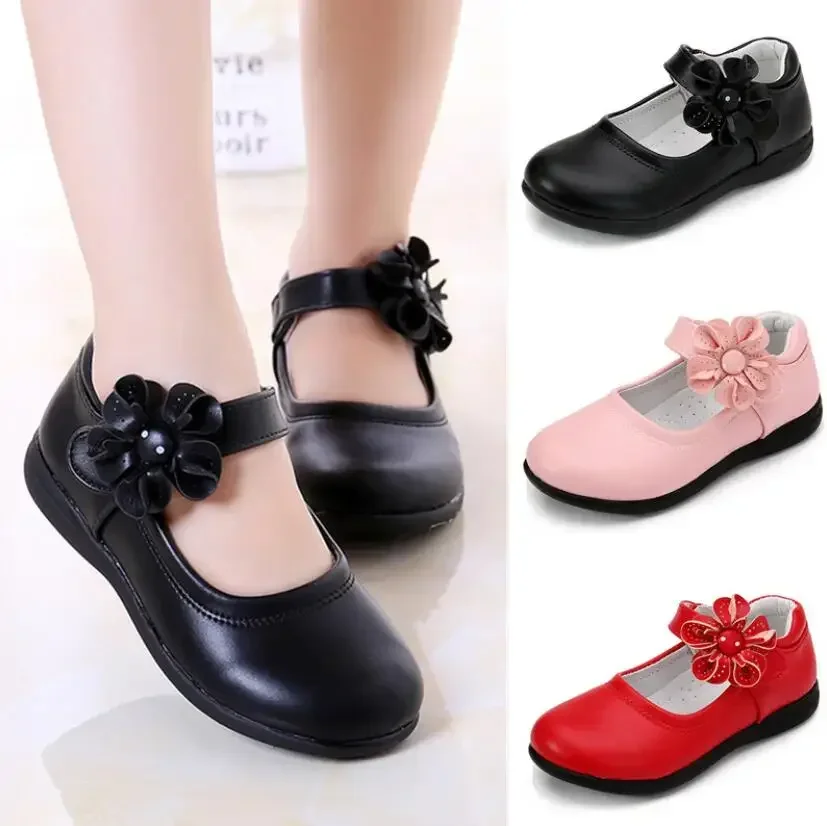 Girls Leather Shoes for Children Wedding Dress Princess School Shoes Kids Summer Bow-knot Black Student Sandals Korean Fashion leather shoes girls shoes girls sandals