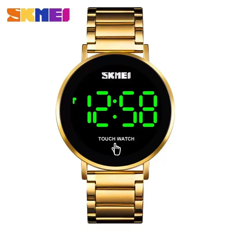 Skmei Maschio Touch Screen Led Light Display 3Bar Impermeabile Cinturino In Acciaio Inossidabile Montre Homme Moda Uomo Orologio Digitale 1550