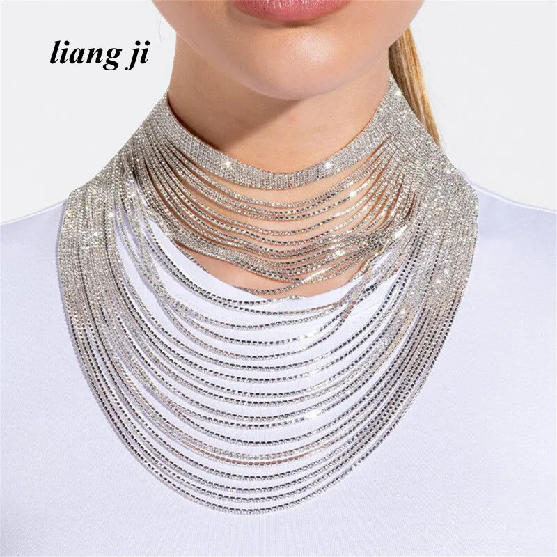 

Body Jewelry Crystal Necklace For Women Choker Multilayer Tassel Short Necklace Top-grade Sexy Necklaces Banquet Birthday Party