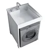 Balcony One Piece Laundry Sink With Scrub Board Tumbler Washer Cabinet 5