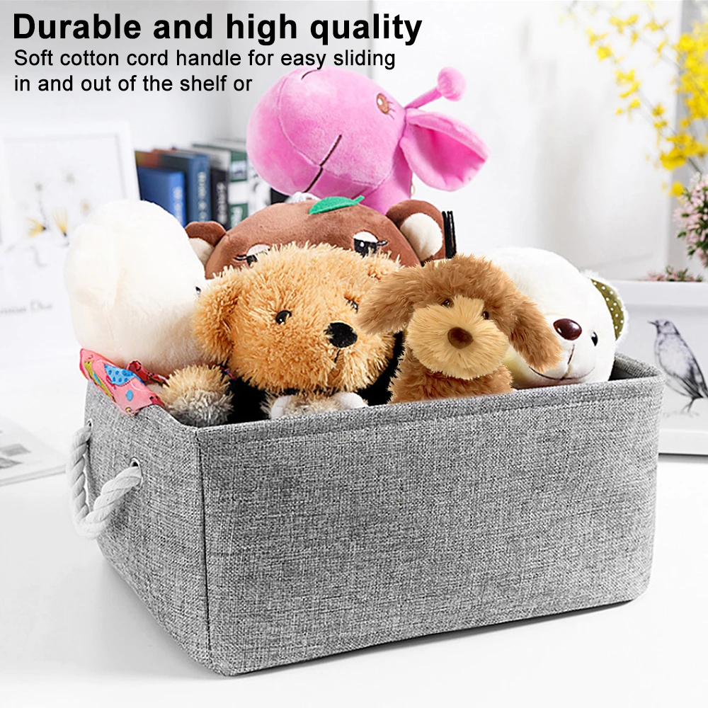 Storage Baskets for Shelves Collapsible Storage Bin Rectangular Organizer Bins with Handles Foldable Fabric Storage Box 3