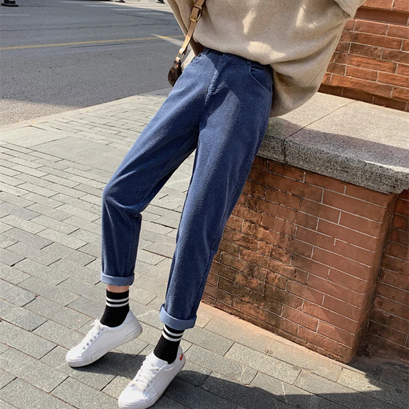 Plus Size  Autumn Winter Thicken Women Corduroy Pants Korean Fashion High Waist Female Harem Pants Streetwear Loose Trousers