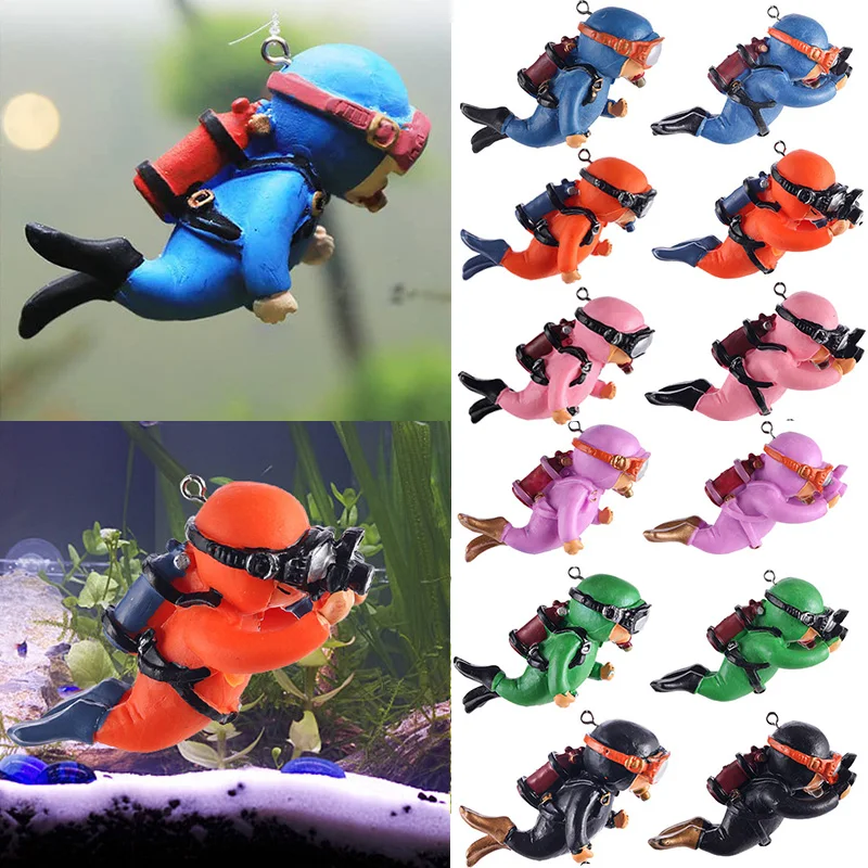 Kawaii Resin Frogman Mini Diver Aquarium Ornaments Simulato Floating Diver Decoration Fish Tank Accessori Per Acquari