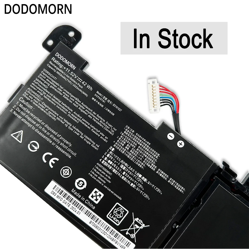 Bateria do Portátil Dodomorn para Asus B31n1637 X510 X510ua X510uf X510uq Vivobook S15 S510ua S510uq S510un S510ur F510uq 42wh - Imagem 3