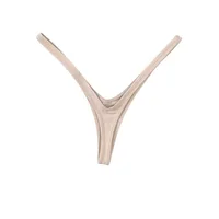 Culottes string innovantes à coupe en V profond, en coton sophistiqué, respirantes, couleur unie, taille basse, style bikini pour femme 5